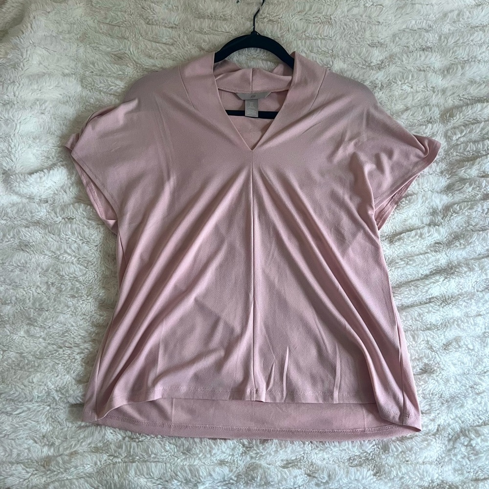 h&m pink v neck blouse